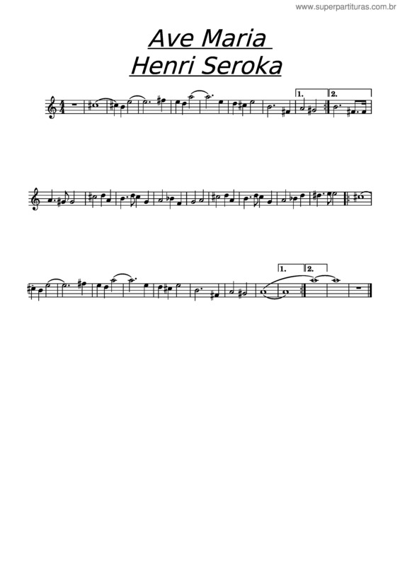 Partitura da música Ave Maria Henri Saroka