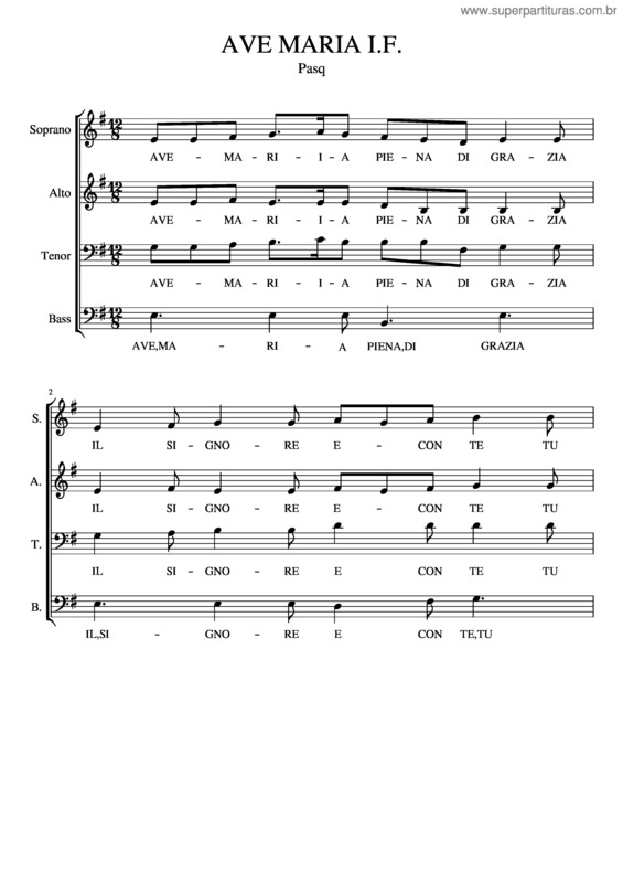 Partitura da música Ave Maria I.F.