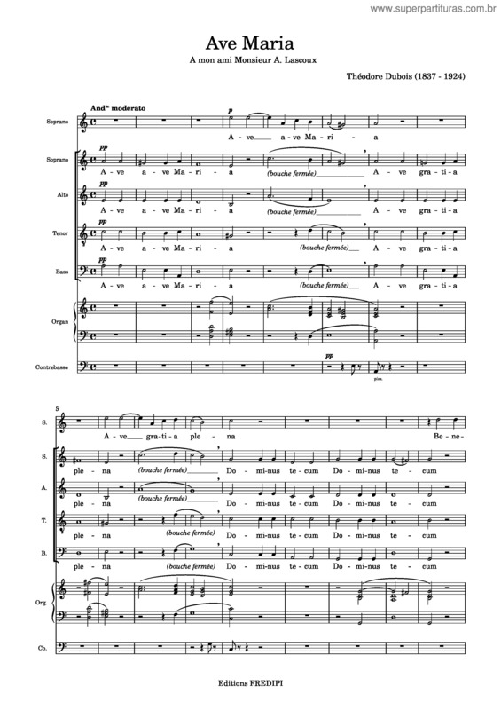 Partitura da música Ave Maria In A Minor – Théodore Dubois