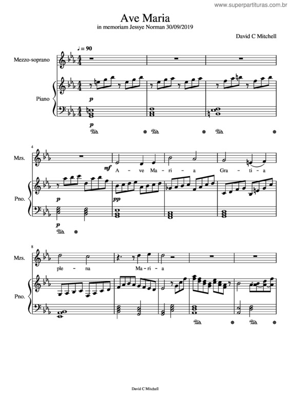Partitura da música Ave Maria In Memoriam Jessye Norman 30 09 2019 Revised