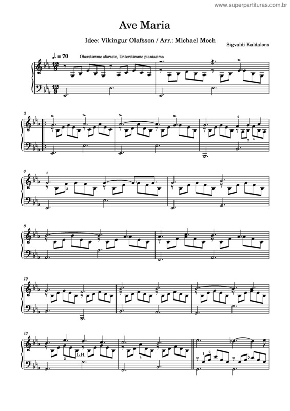Partitura da música Ave Maria Kaldalons Olafsson v.2