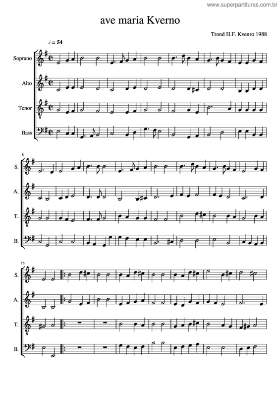 Partitura da música Ave Maria Kverno