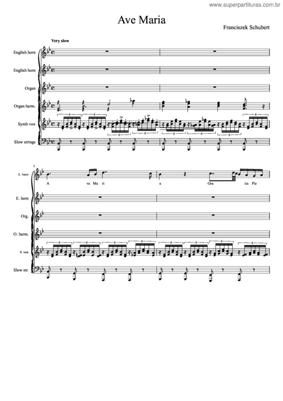 Partitura da música Ave Maria Letra Completa