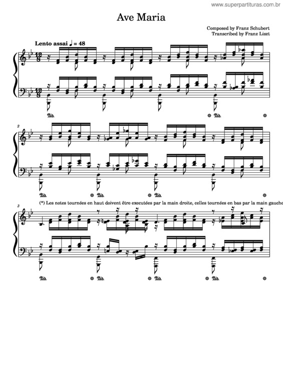 Partitura da música Ave Maria Lizst