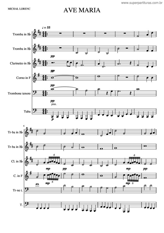 Partitura da música Ave Maria Lorenc v.2