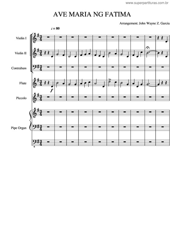 Partitura da música Ave Maria Ng Fatima