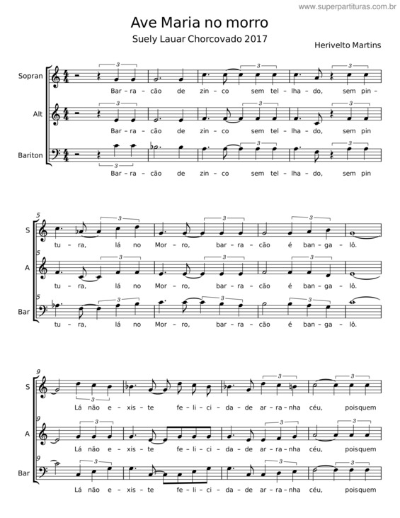 Partitura da música Avé Maria No Morro – Herivelto Martins