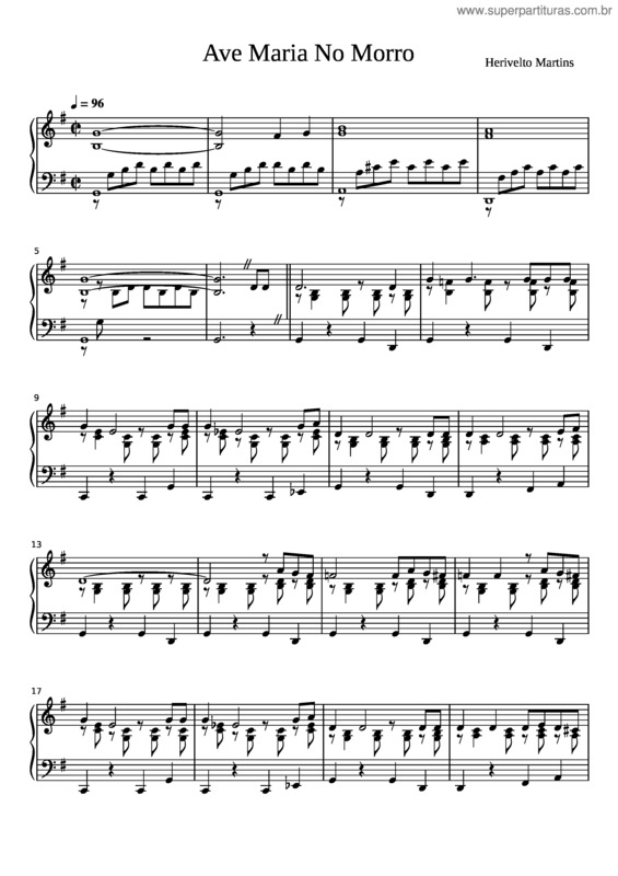 Partitura da música Ave Maria No Morro v.10