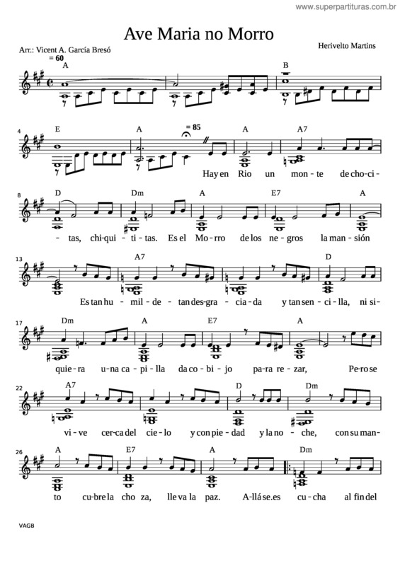 Partitura da música Ave Maria No Morro v.11