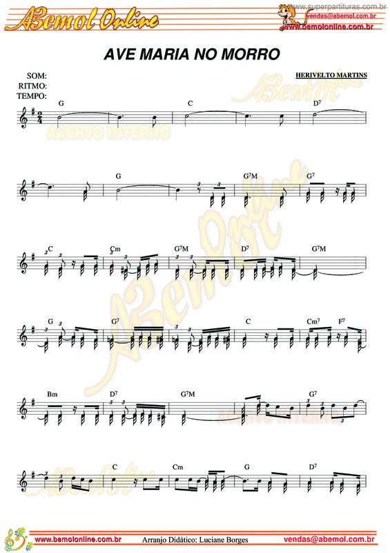 Partitura da música Ave Maria No Morro v.7