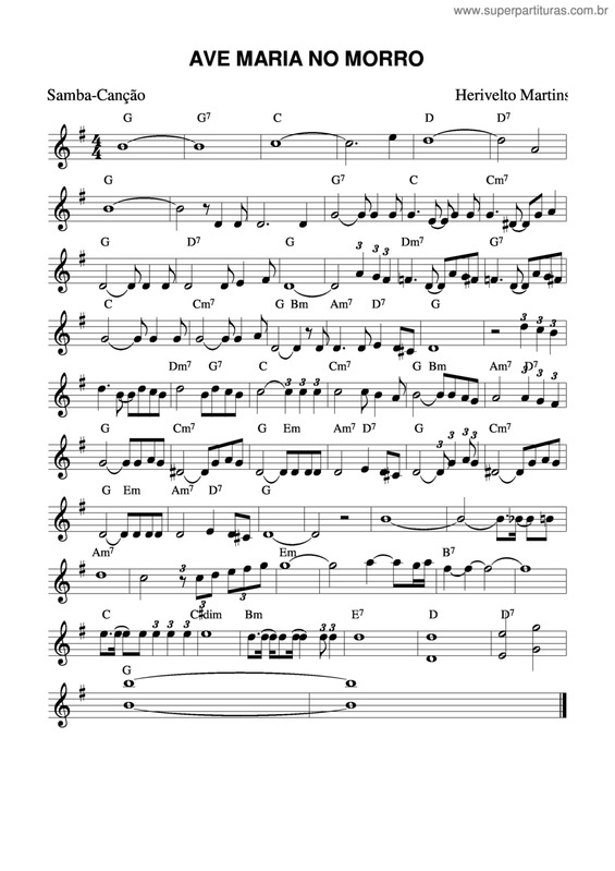 Partitura da música Ave Maria No Morro v.8