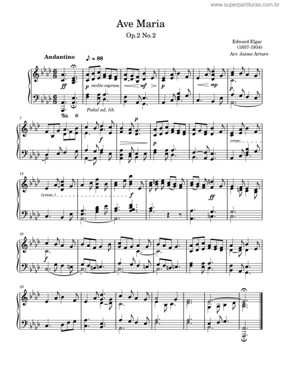 Partitura da música Ave Maria Op.2 No.2 – Edward Elgar