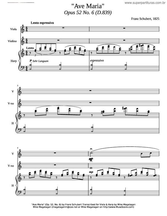 Partitura da música Ave Maria Opus 52 No. 6