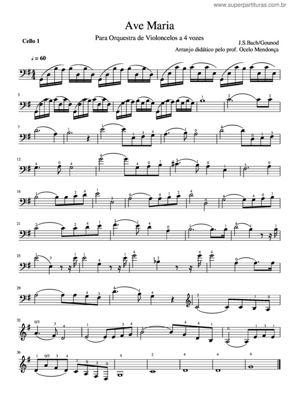 Partitura da música Ave Maria Ovni Cello1