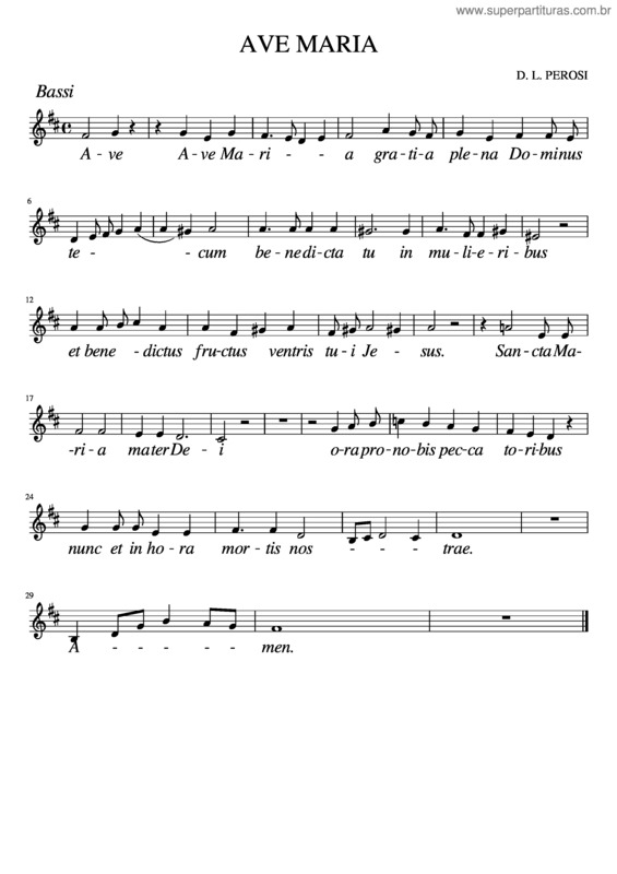 Partitura da música Ave Maria Perosi Bassi