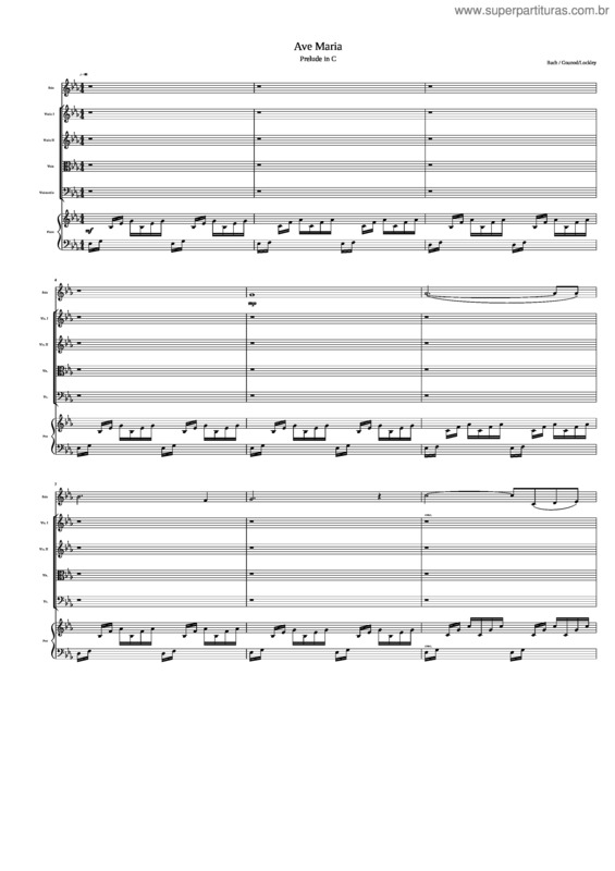 Partitura da música Ave Maria Piano String Quartet Voice