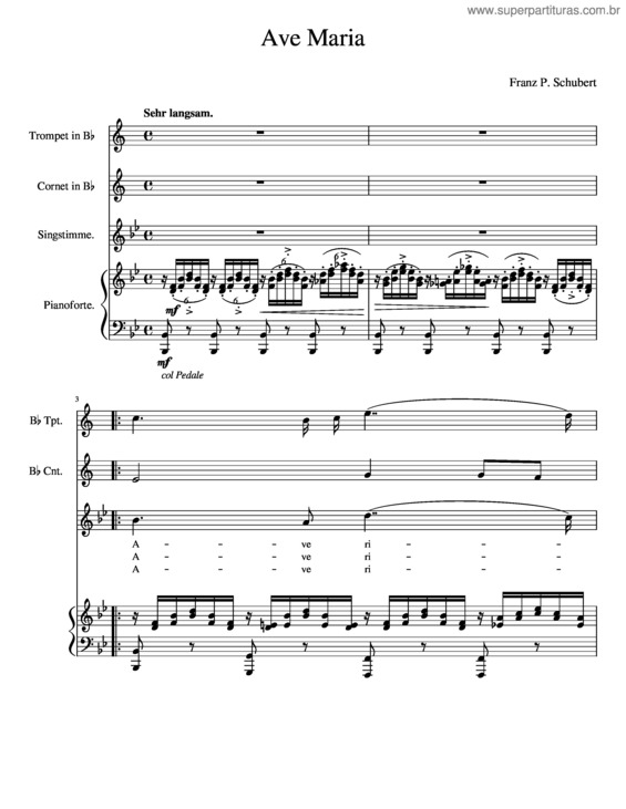 Partitura da música Ave Maria Piano