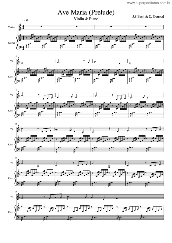 Partitura da música Ave Maria Prelude