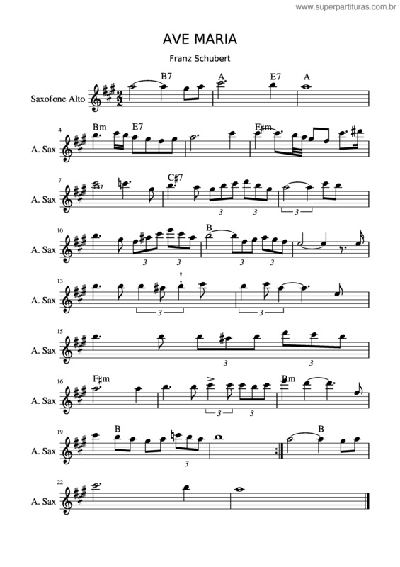 Partitura da música Ave Maria Sax Alto v.2