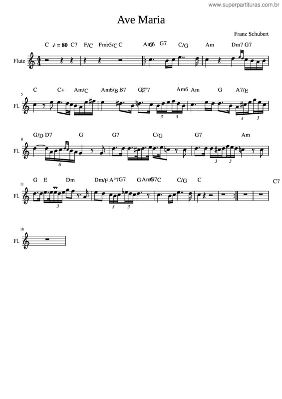 Partitura da música Ave Maria Schubert Flet v.2