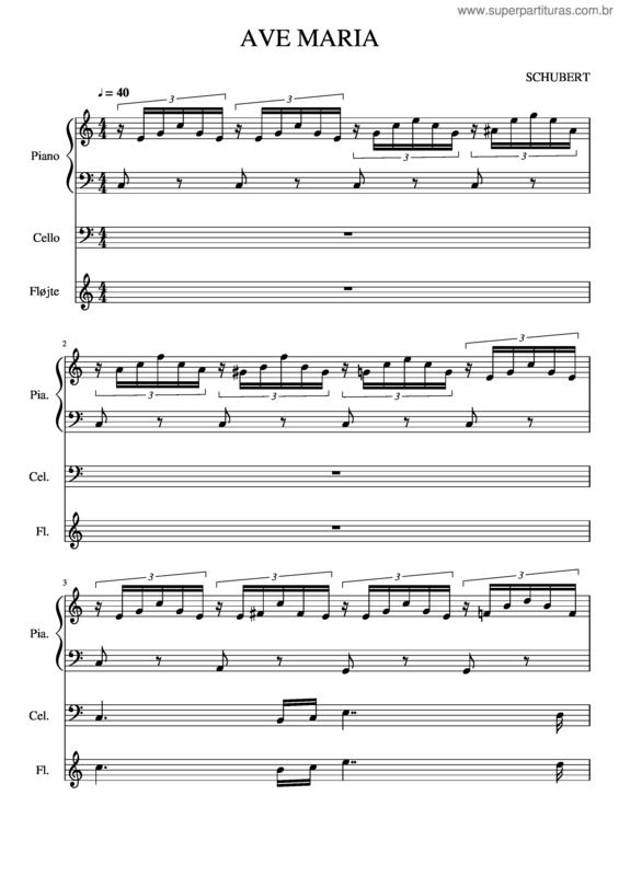 Partitura da música Ave Maria Schubert v.3