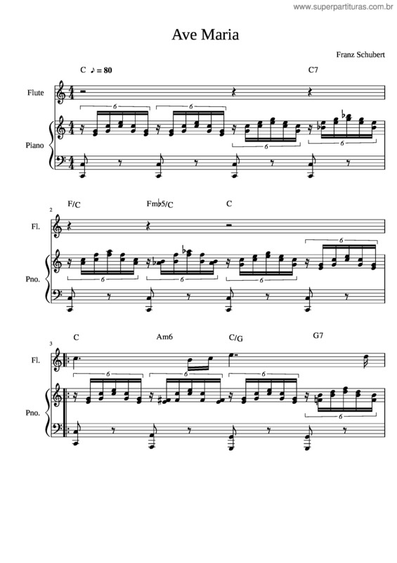 Partitura da música Ave Maria Schubert v.4