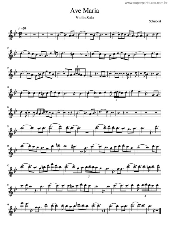 Partitura da música Ave Maria–Schubert