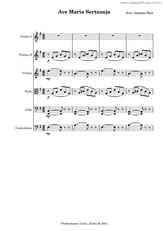 Partitura da música Ave Maria Sertaneja – Júlio Ricardo Ave Maria Sertaneja