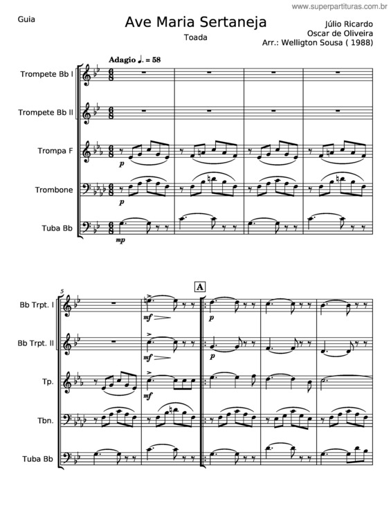 Partitura da música Ave Maria Sertaneja – Júlio Ricardo v.2