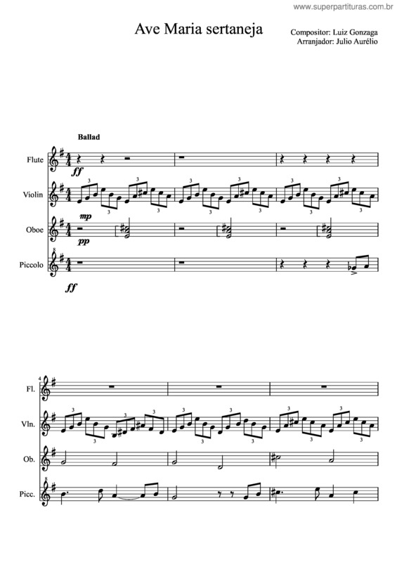 Partitura da música Ave Maria Sertaneja v.3