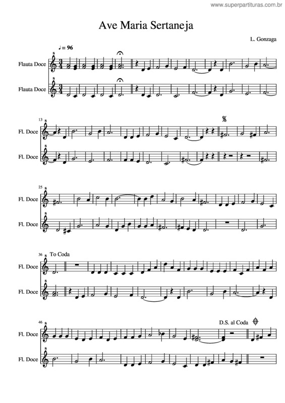 Partitura da música Ave Maria Sertaneja v.4
