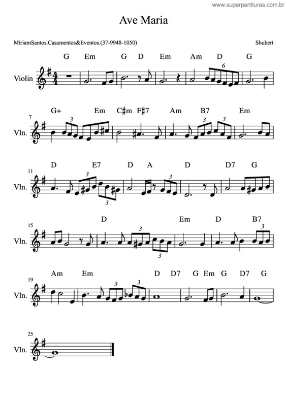 Partitura da música Ave Maria Shubert v.2