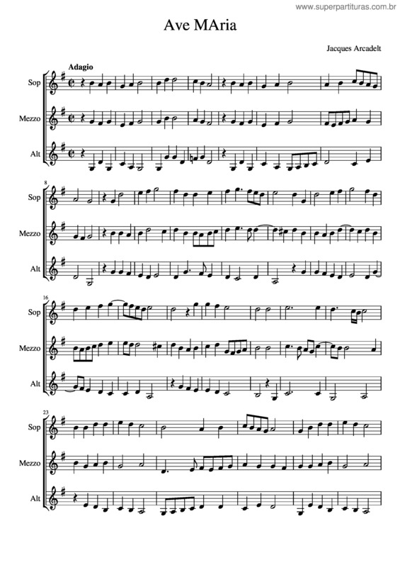 Partitura da música Ave Maria Sma