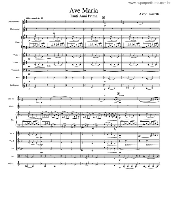 Partitura da música Ave Maria Tanti Anni Prima Clarnet