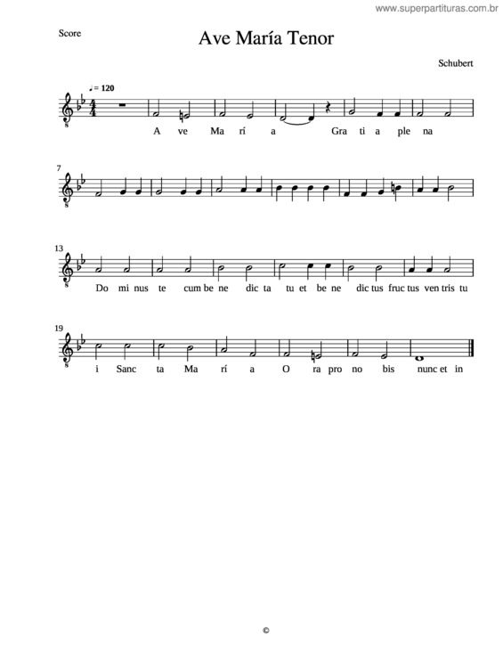 Partitura da música Ave María Tenor
