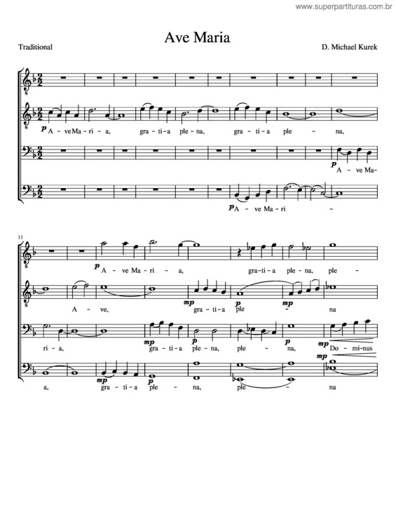Partitura da música Ave Maria Transposed 3