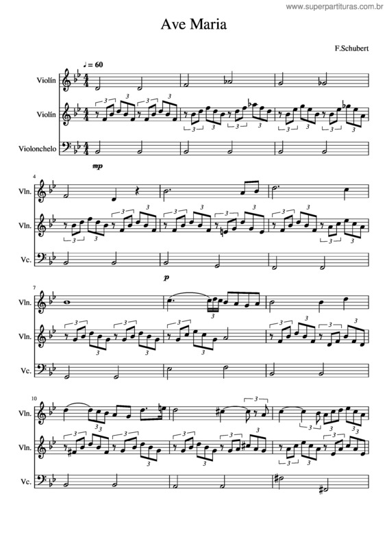 Partitura da música Ave Maria Trio 2Vls Vlc