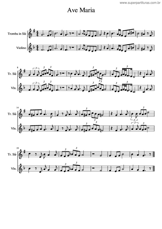 Partitura da música Ave Maria Tromba E Violino