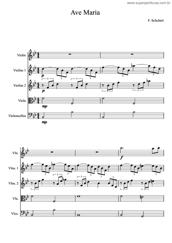 Partitura da música Ave Maria Unfinished