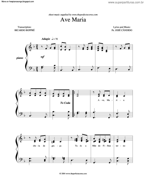 Partitura da música Ave Maria v.101