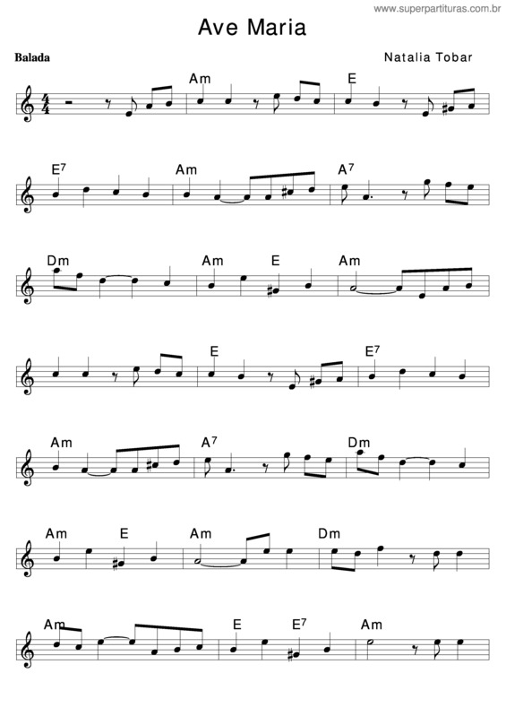 Partitura da música Ave Maria v.105
