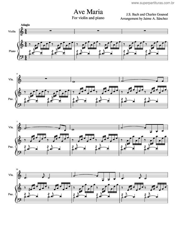 Partitura da música Ave Maria v.107