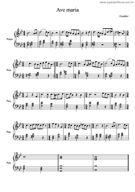 Partitura da música Ave Maria v.109