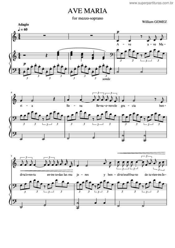 Partitura da música Ave Maria v.116