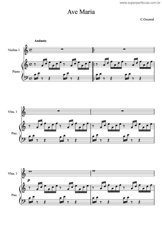 Partitura da música Ave Maria v.120