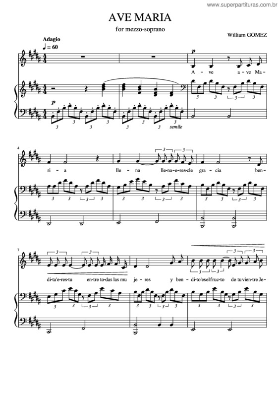 Partitura da música Ave Maria v.129