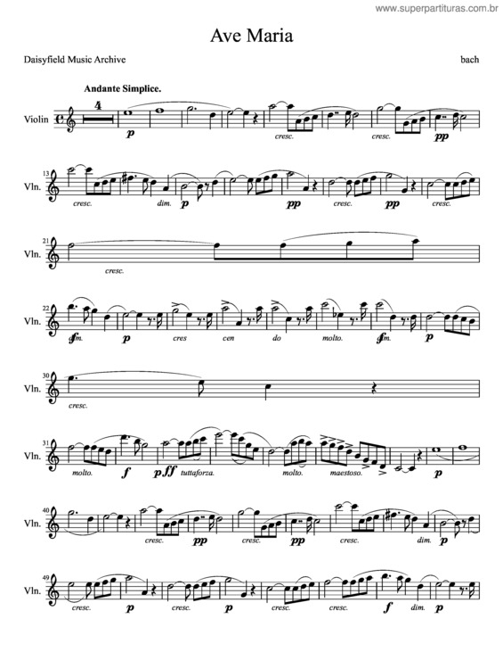 Partitura da música Ave Maria v.132