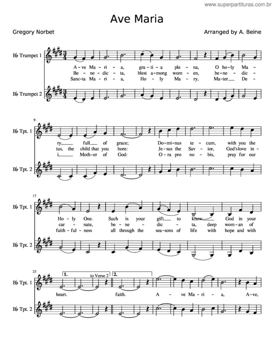 Partitura da música Ave Maria v.134