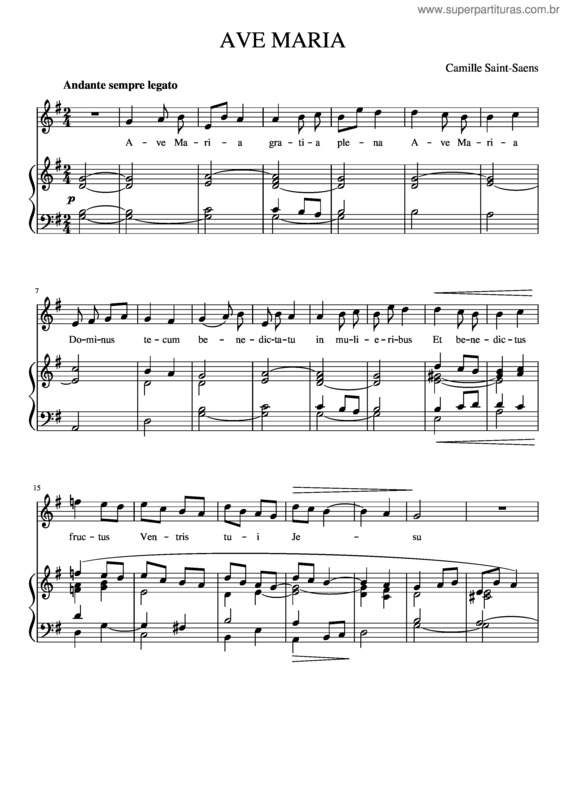Partitura da música Ave Maria v.135