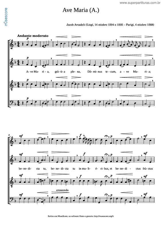 Partitura da música Ave Maria v.148
